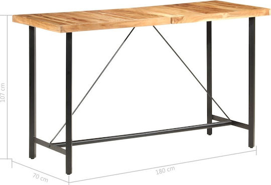 Τραπέζι Μπαρ από Μασίφ Ξύλο & Μέταλλο 180x70x107εκ.