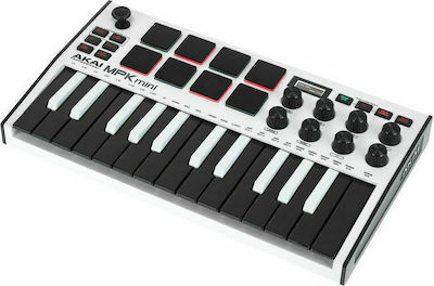 Akai Midi Keyboard MPK Mini MK3 με 25 Πλήκτρα σε Λευκό Χρώμα