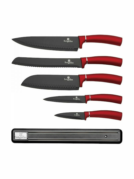Berlinger Haus Metallic Line Комплект Ножове с Основа от Неръждаема Стомана Burgundy Collection 5бр