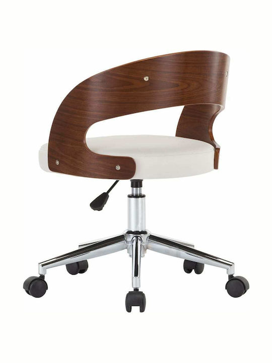 Swivel Visitor Armchair with Wheels Λευκή 48x53x66.5cm