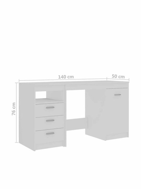 Бюро Дървено Бяло 140x50x76см
