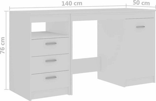 Birou din Lemn Alb 140x50x76cm