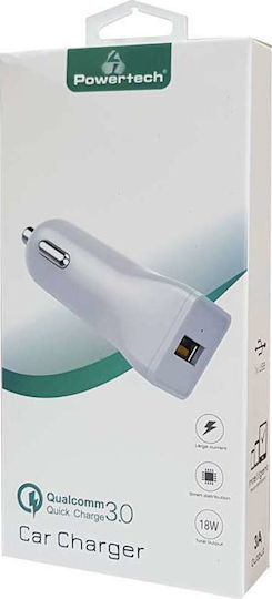 Powertech Car Charger White Total Intensity 3A Fast Charging with a Port USB