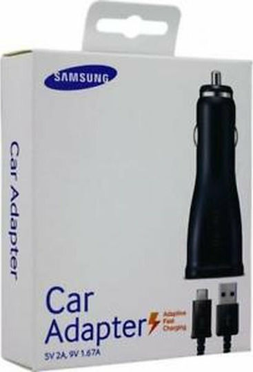 Samsung Φορτιστής Αυτοκινήτου 15W 2A Γρήγορης Φόρτισης με μία Θύρα: 1xUSB μαζί με Καλώδιο Micro-USB Μαύρος