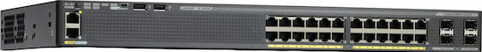 Cisco 2960X-24PS-L Verwaltet L3 PoE Switch mit 24 Ports Gigabit (1Gbps) Ethernet und 4 SFP Ports