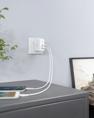 Anker Wall Adapter with USB-A port and USB-C port 33W Power Delivery in White Colour (PowerPort II)