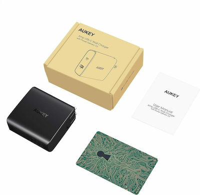 Aukey USB / USB Type-C Wall Adapter Μαύρο (PA-Y10)