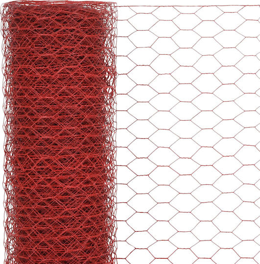vidaXL Συρματόπλεγμα με Επικάλυψη PVC Κόκκινο 1x25m