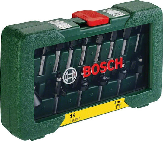 Bosch Σετ Φρέζες Καρβιδίου για Ξύλο 8mm 15τμχ