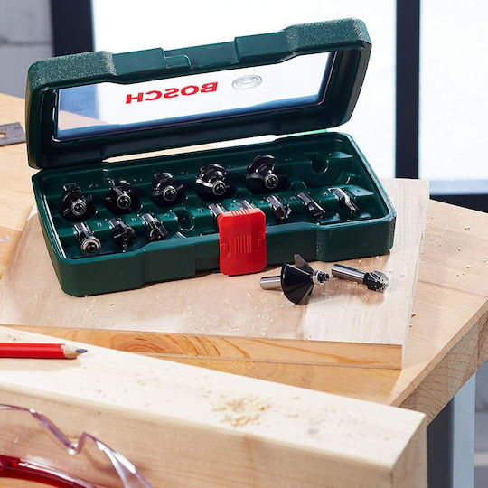 Bosch Σετ Φρέζες Καρβιδίου για Ξύλο 8mm 15τμχ