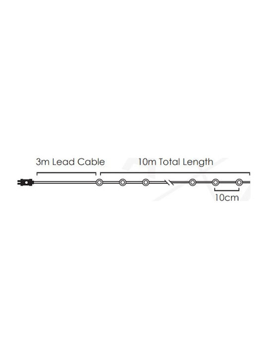 100 Lights LED 13m. Warm White in String 1pcs