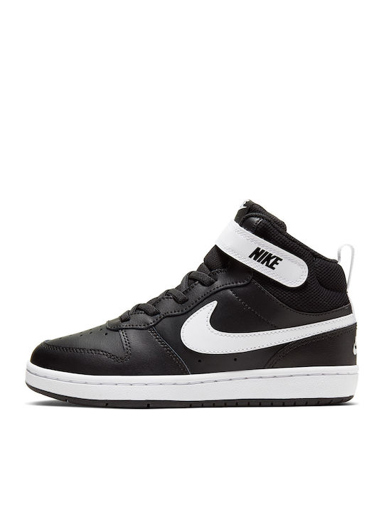 Court Court Borough Mid 2 Kids Sports Shoes with Hoop & Loop Closure Black / White
