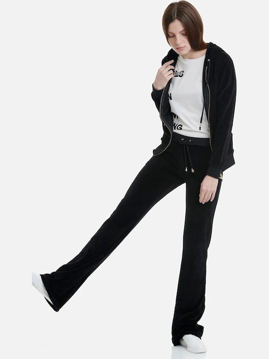 Sweatpants Flared Velvet Black