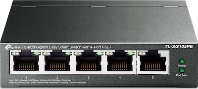 TP-LINK TL-SG105PE v1 Managed L2 PoE+ Switch με 5 Θύρες Gigabit (1Gbps) Ethernet