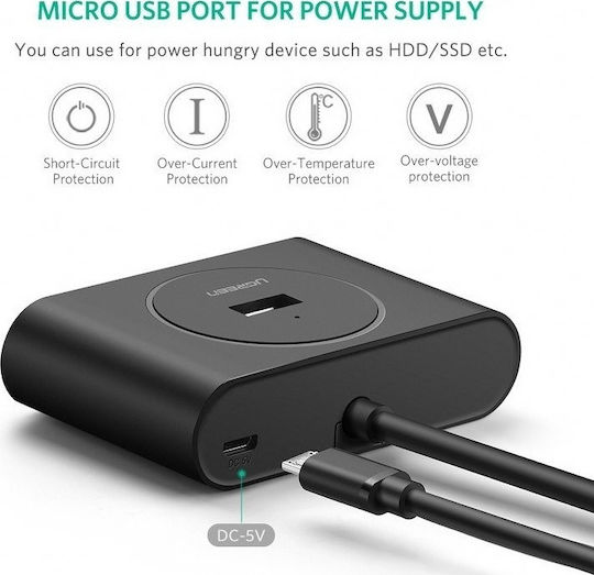 Ugreen CR113 Hub 4 Porturi USB 3.0 cu Conectare USB-A / USB-C