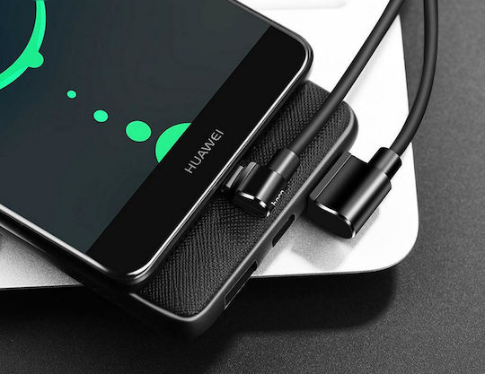 Hoco U37 Long Roam Angle (90°) / Regular USB 2.0 Cable USB-C male - USB-A Μαύρο 1.2m HC-U37-TYPEC-BLACK