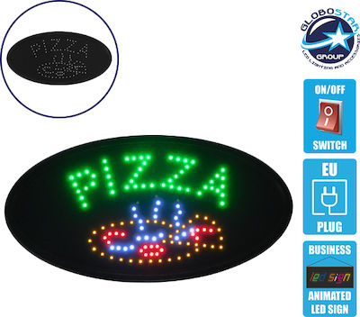 GloboStar Φωτιστικό Σήμανσης Οβάλ Pizza LED Signs with Motion One - Sided 48x25cm Red / Blue / Orange / Green