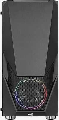 Aerocool Zauron v1 Gaming Midi Tower Κουτί Υπολογιστή με Πλαϊνό Παράθυρο και RGB Φωτισμό Μαύρο