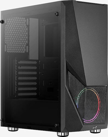Aerocool Zauron v1 FRGB-G-BK-v1 Gaming Midi-Turm Computergehäuse mit Seitenfenster Schwarz