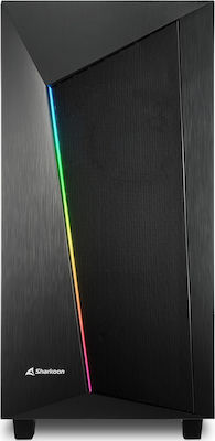 Sharkoon REV100 Gaming Midi Tower Computer Case with Window Panel and RGB Lighting Black