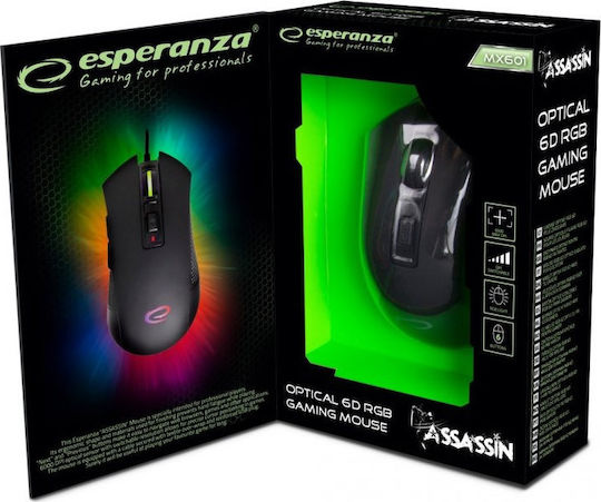 Esperanza Assassin Геймърска Мишка 3200 DPI Черен