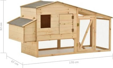 vidaXL Wooden Poultry Coop 2-Level L1.78 x W0.67 x H0.92m