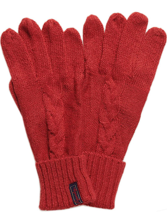 Superdry Lannah Κόκκινα Γυναικεία Πλεκτά Γάντια