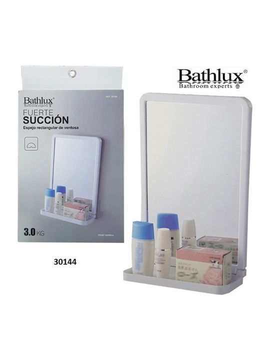 Bathlux Rechteckiger Badezimmerspiegel aus Kunststoff mit Regal 20x30cm Weiß