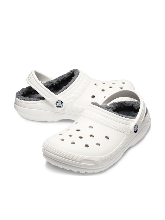 Crocs Classic Lined Clog Ανατομικά Σαμπό με Γούνα Λευκά 203591-10M