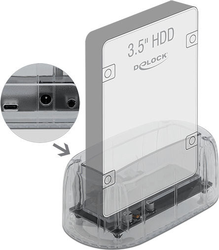 DeLock Докинг станция За Хард Диск SATA 2.5" / 3.5" с връзка USB-C (64089)