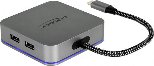 DeLock USB-C Docking Station με HDMI 4K PD Ethernet Γκρι (87742)