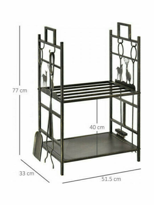 Outsunny Μεταλλικό Ράφι Αποθήκευσης Ξύλων 51.5x33x77cm Μαύρο