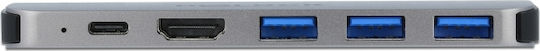 DeLock Docking Station με Διπλό USB-C HDMI 4K PD Γκρι (87753)