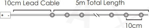 50 Λαμπάκια LED 5.1μ. Θερμό Λευκό Μπαταρίας σε Σειρά