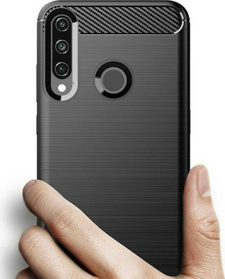 Powertech Carbon Flex Umschlag Rückseite Silikon Schwarz (Huawei Y6p) MOB-1524