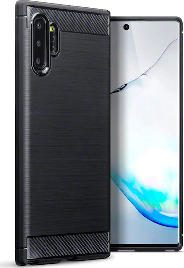 Hurtel Carbon Fiber Back Cover Silicon Negru (Galaxy Note 10+)