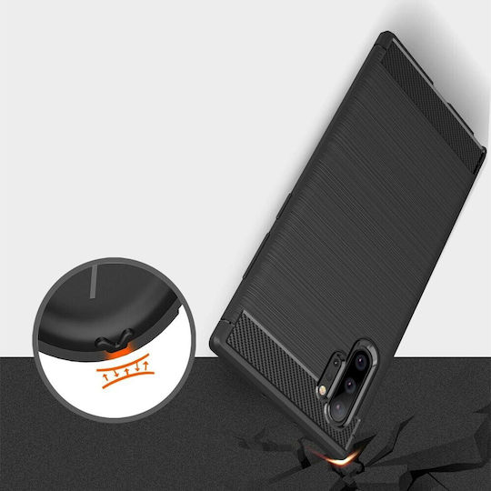 Hurtel Carbon Fiber Back Cover Silicon Negru (Galaxy Note 10+)