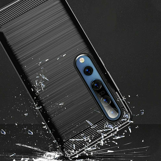 Hurtel Brushed Carbon Back Cover Silicone Black (Xiaomi Mi 10 / Mi 10 Pro)
