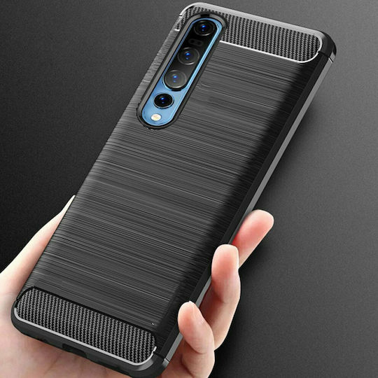 Hurtel Brushed Carbon Back Cover Silicone Black (Xiaomi Mi 10 / Mi 10 Pro)