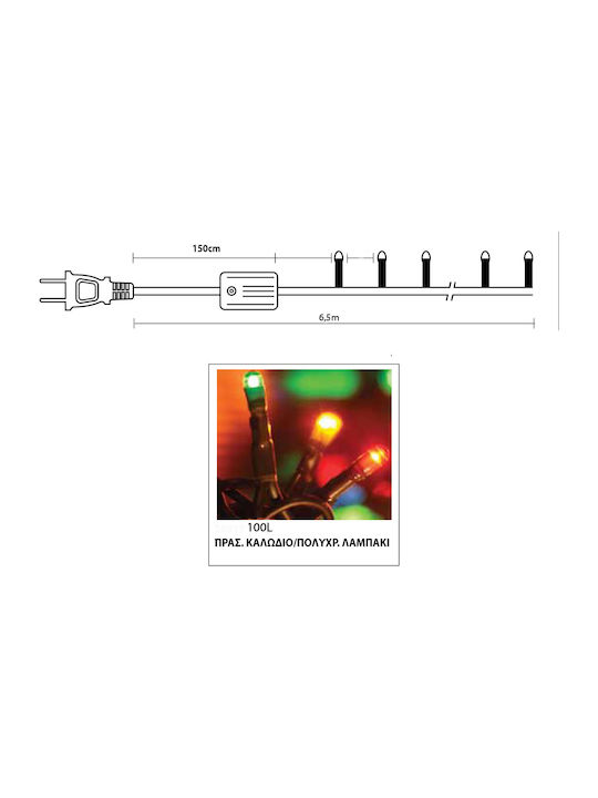 Programmable Christmas Incandescence Light Multicolour 6.5m TnS