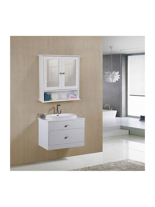 Songmics Правоъгълена Банско Огледало от MDF с Рафт & Шкаф 56x58см