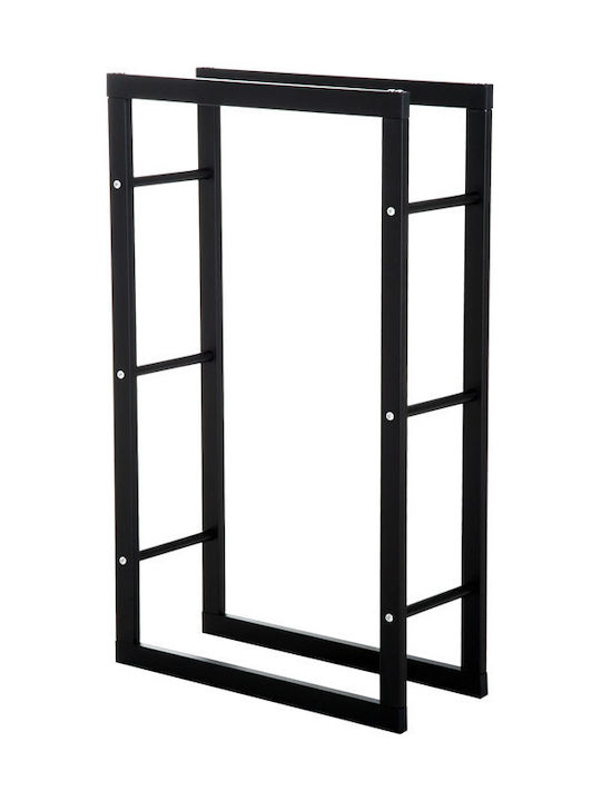 HomCom Inox Ράφι Αποθήκευσης Ξύλων 60x25x100cm Μαύρο