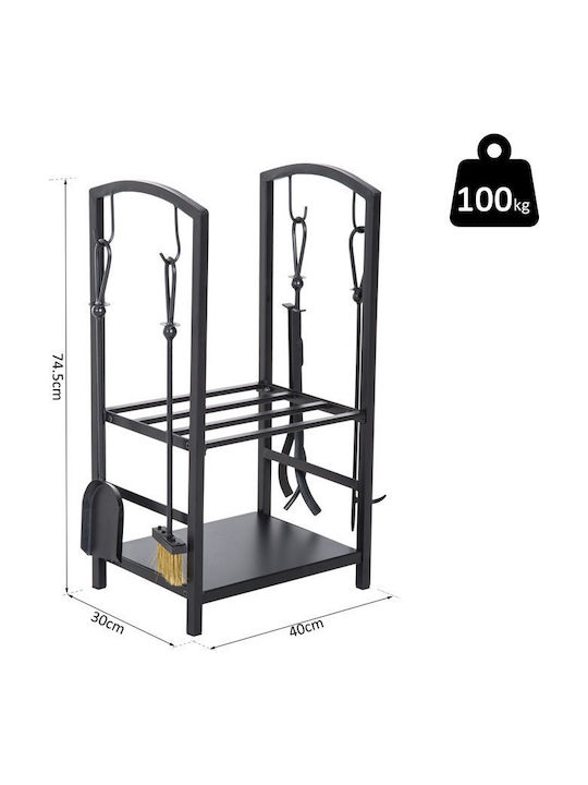 HomCom Metallisch Regal Holzlagerung 40x30x74.5cm