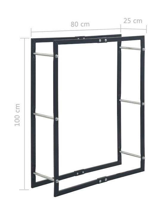 vidaXL Μεταλλικό Ράφι Αποθήκευσης Ξύλων 80x25x100cm Μαύρο