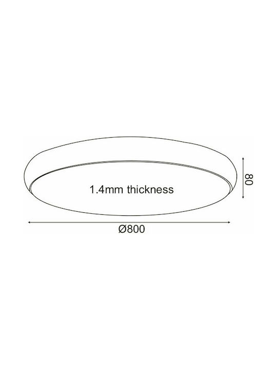 Aca Μοντέρνα Μεταλλική Πλαφονιέρα Οροφής με Ενσωματωμένο LED σε Μαύρο χρώμα 80cm
