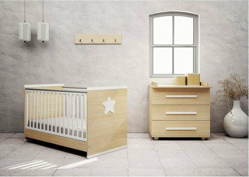 Primo Baby Dresser with 3 Drawers Beige 94x51x88cm