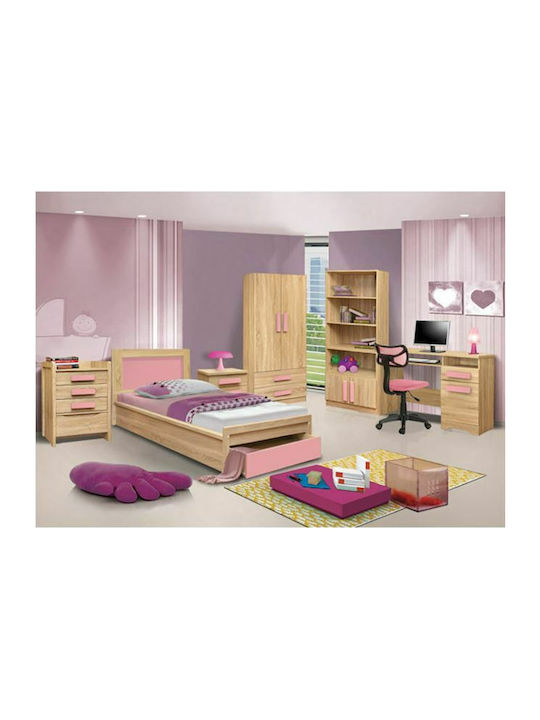 Kids Chest of Drawers Playroom Sonoma / Pink with 4 Drawers 63x40x80cm