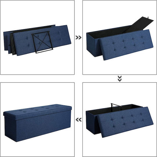 Songmics Stoffbankhocker mit Stauraum Blau 110x38x38cm
