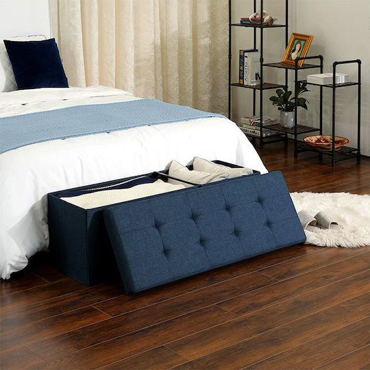 Songmics Stoffbankhocker mit Stauraum Blau 110x38x38cm