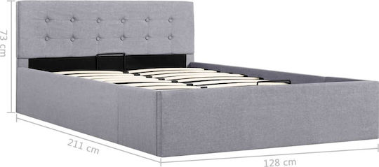 Pat Semi-dublu Din Lemn Gri cu Lamele pentru Saltea 120x200cm